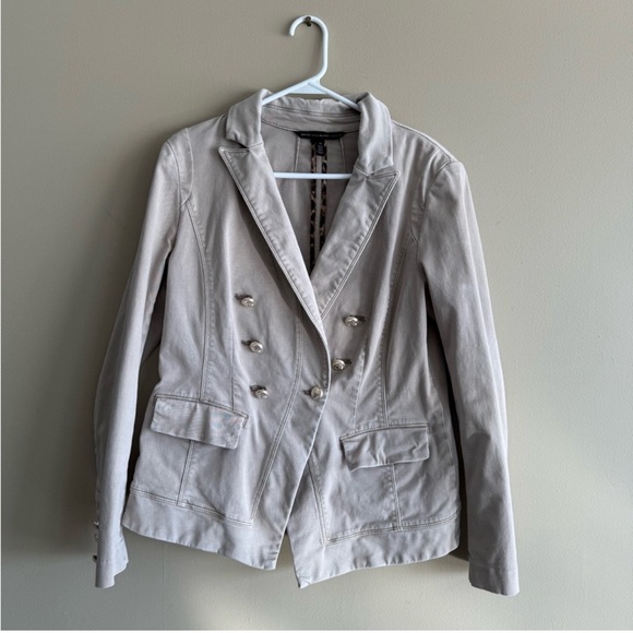 White House Black Market Taupe Blazer with Silver Buttons - Picture 9 of 9